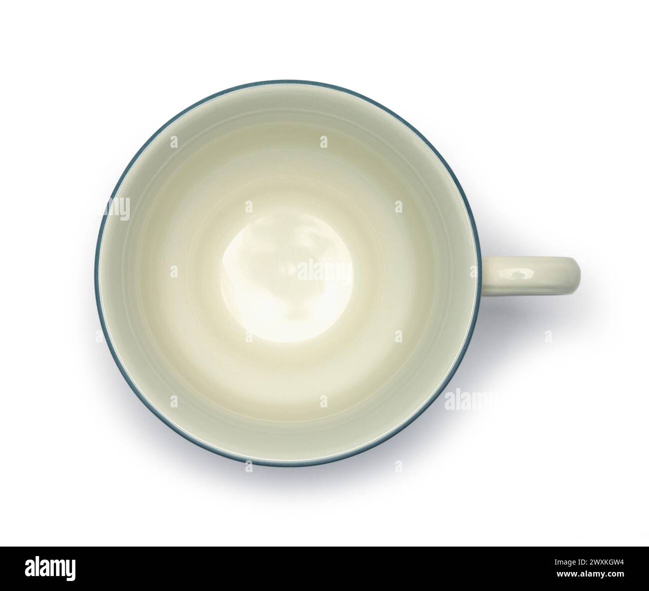 Teetasse mit Blick von oben in weiß. Stockfoto