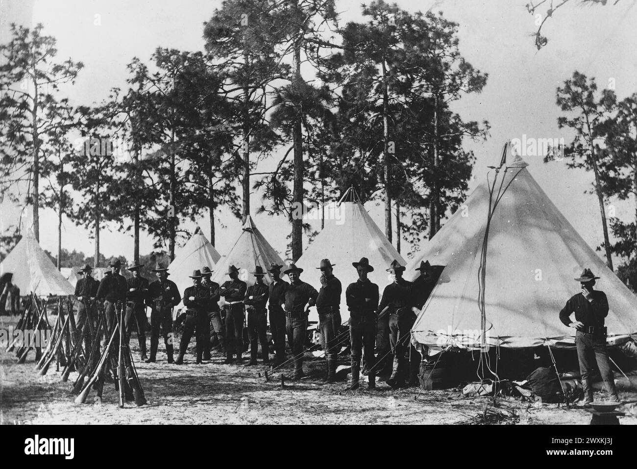 Originalüberschrift: Kubanische Besetzung 1898-1900. Unternehmen B 21. Infanterie, Tampa, Fla. Stockfoto