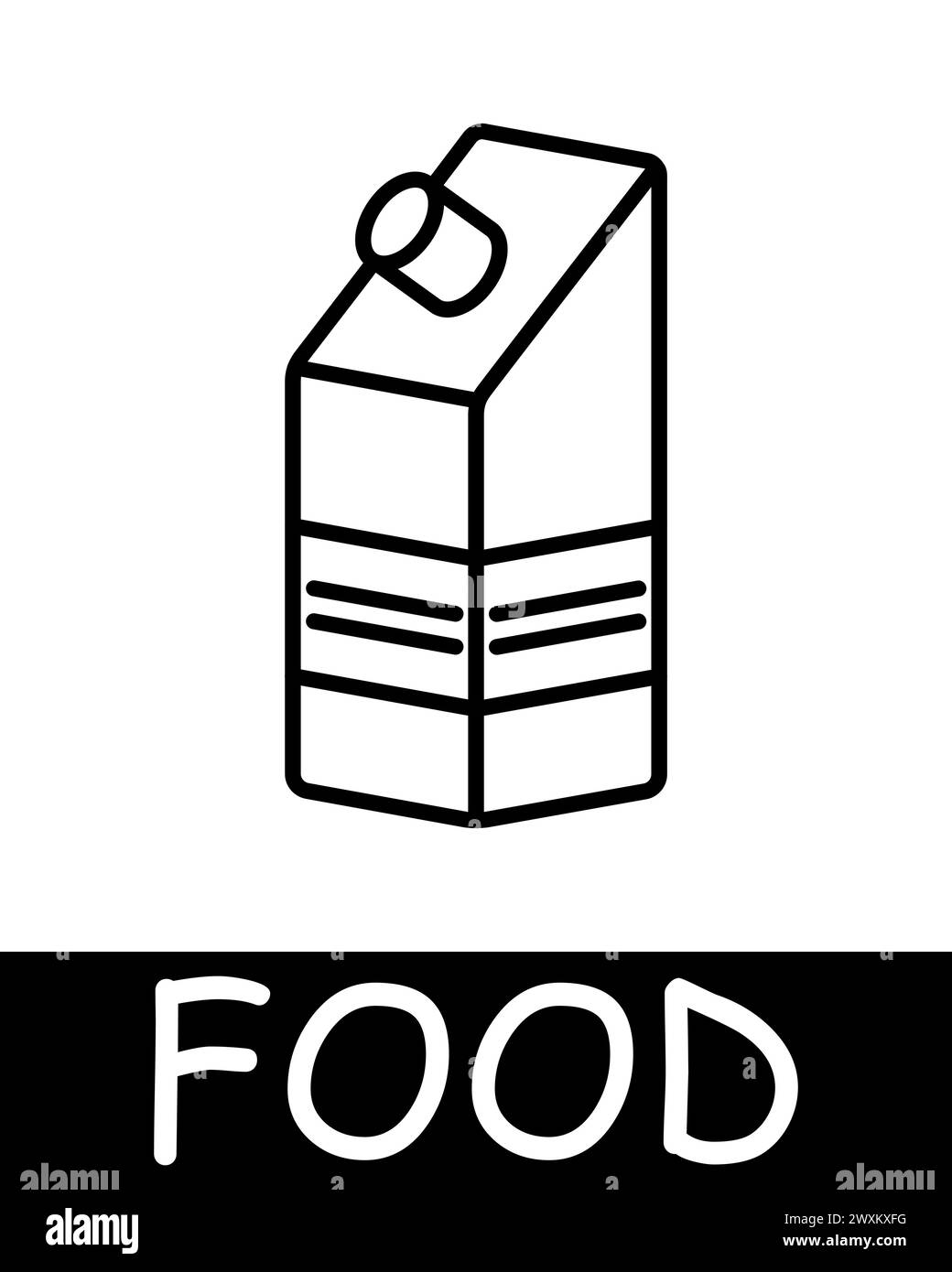 Symbol für Milchpaketzeile. Lactose, Pappe, Kochen, Gericht, Schneiden, Essen, Geschmack, Gewürze, Sättigung, Hunger, Kühlschrank. Vektorzeilensymbol für Unternehmen Stock Vektor