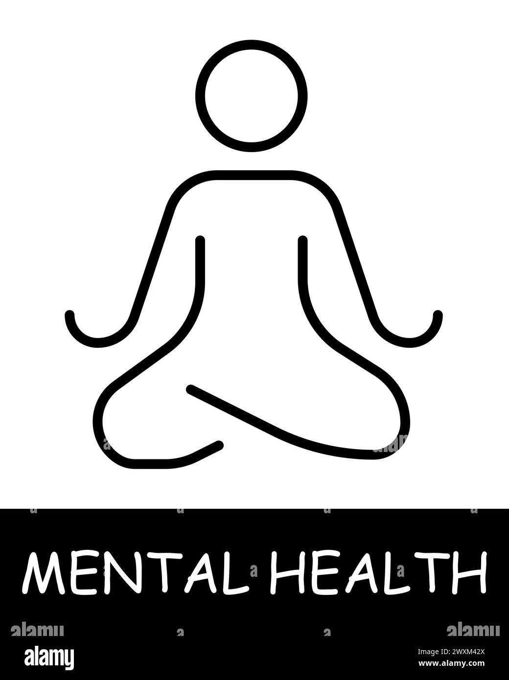 Symbol für Yoga-Linie. Meditation, psychische Gesundheit, Psychologie, emotionales Wohlbefinden, Psychotherapie, Stress, Depression, Wohlbefinden. Symbol für Vektorlinie für Busin Stock Vektor