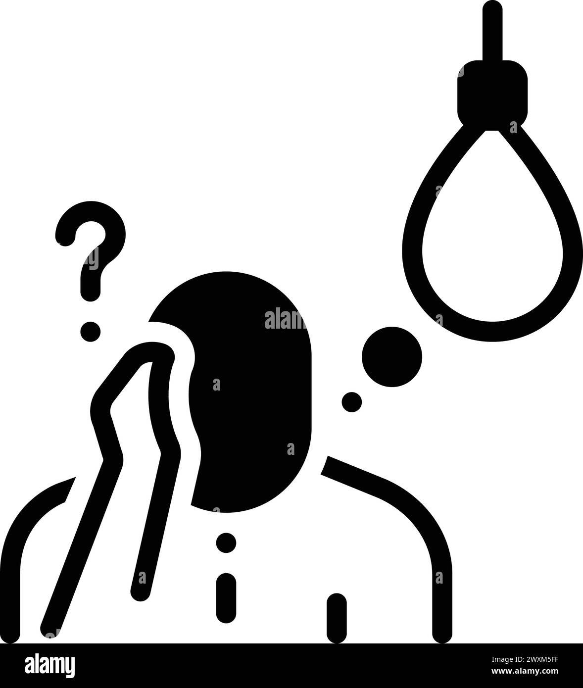 Symbol für suizidales Denken, suizidales Denken Stock Vektor