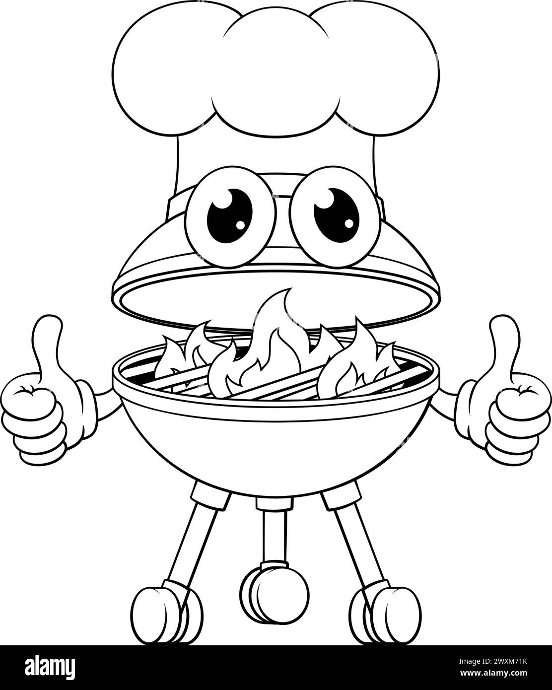 Barbecue Chef Cartoon Mascot Holzkohle Barbecue Person Stock Vektor