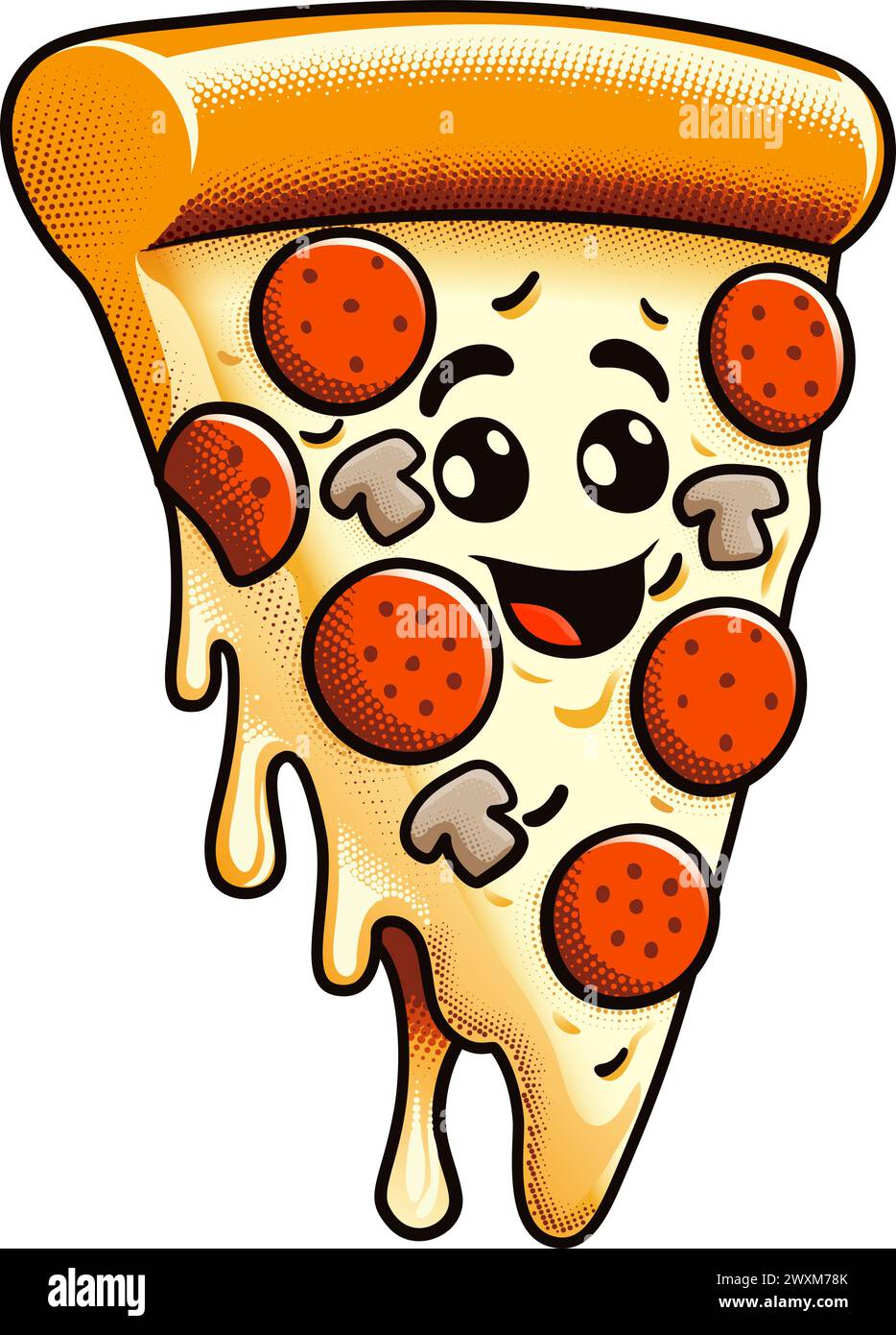Niedliche Pizza Cartoon Mascot Food Illustration Stock Vektor