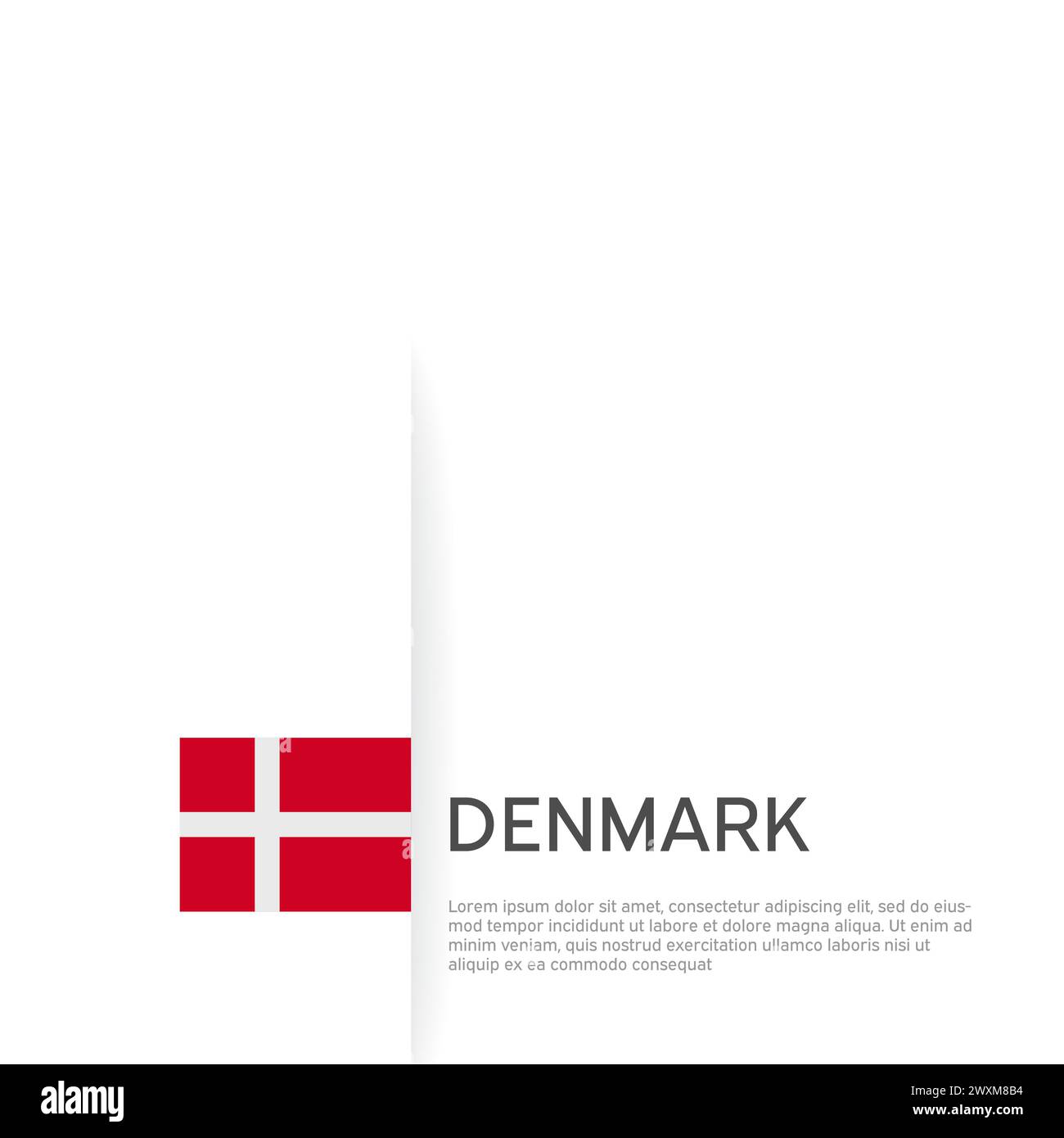 Hintergrund der dänischen Flagge. Staatliches patriotisches dänisches Banner, Cover. Dokumentvorlage mit dänemark-Flagge auf weißem Hintergrund. Nationales Poster. Geschäftsbuch Stock Vektor