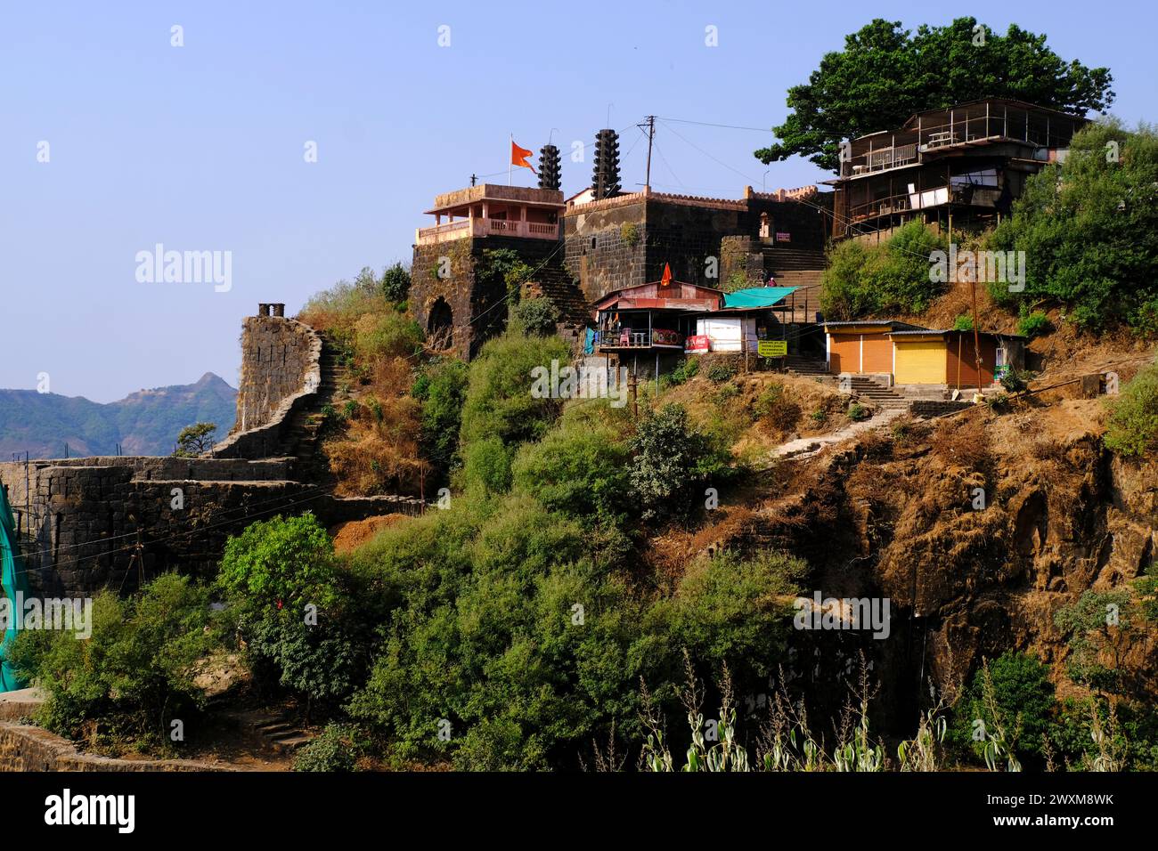 24. März 2024, Pratapgad Fort, Mahabaleshwar, Maharashtra, Indien, Zeuge der Schlacht von Pratapgad. Stockfoto