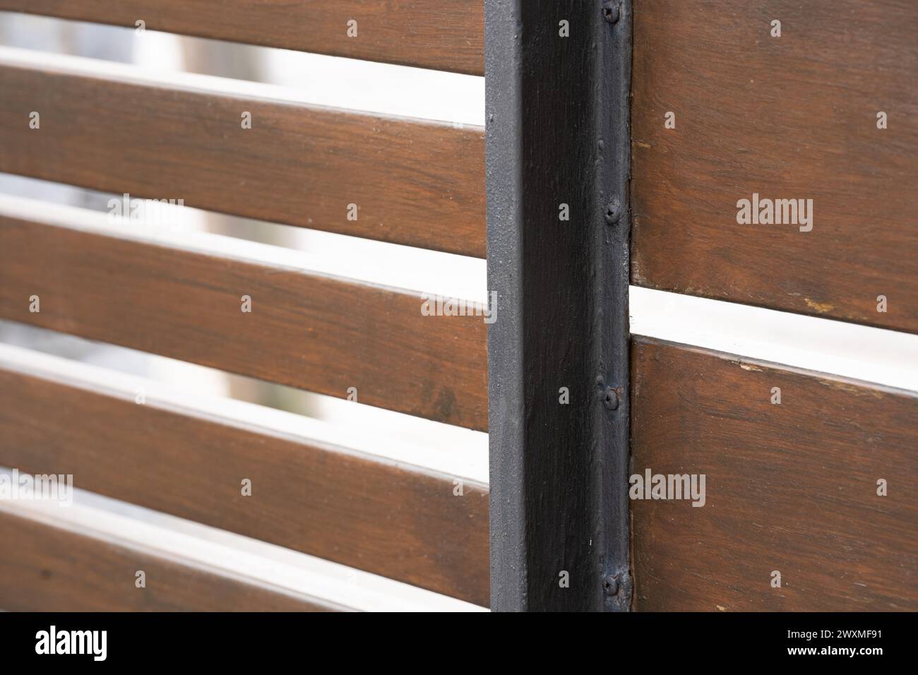 Eine Nahaufnahme eines Holzzauns Stockfoto