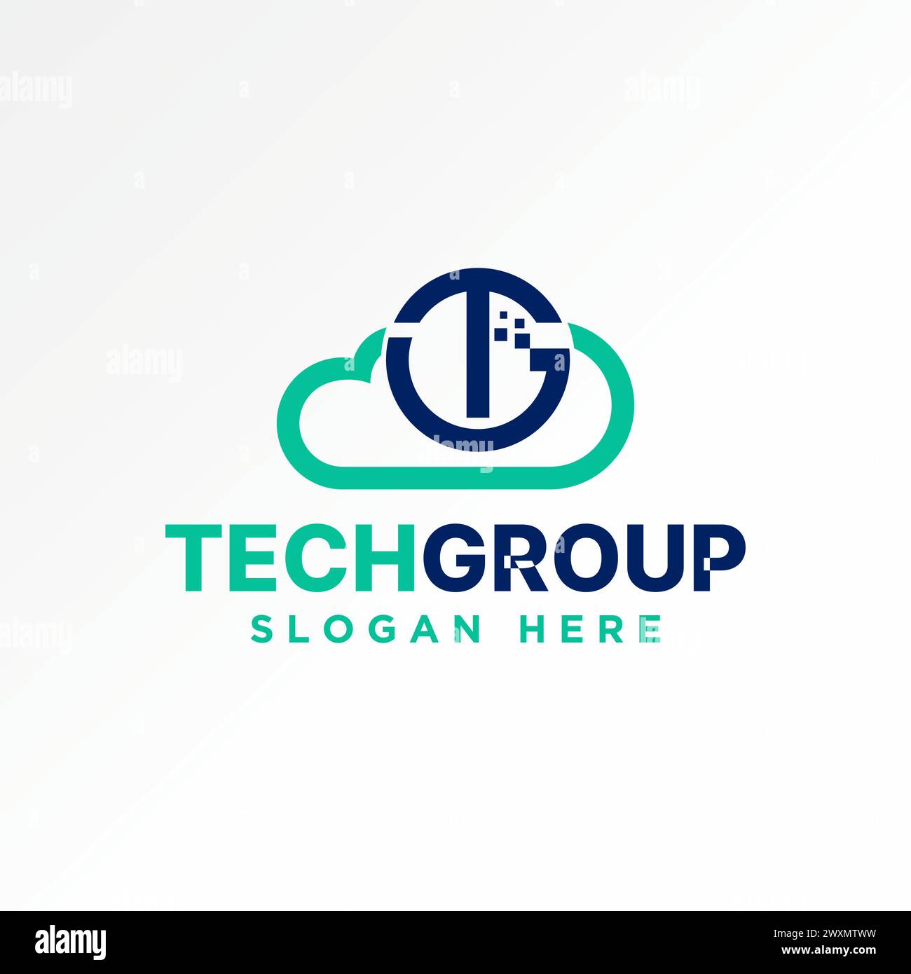 Logo Design Grafikkonzept kreative Premium abstrakte Vektor Briefe Initial TG oder GT Online Cloud Tech Wetter. Bezieht sich auf Datenbankvorhersage Stock Vektor