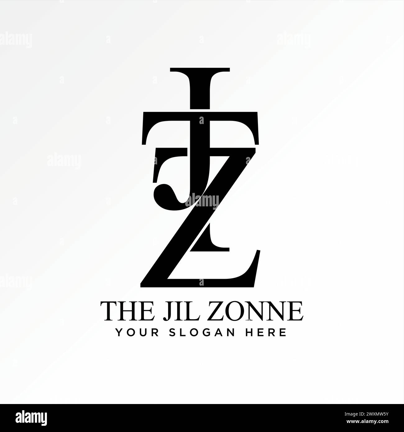 Logo Design Grafik kreatives Konzept Premium abstrakte Vektor Stock Anfangsbuchstabe TJZ Serif Schriftart verbinden Top-down bezogen auf Typografie Monogramm Marke Stock Vektor