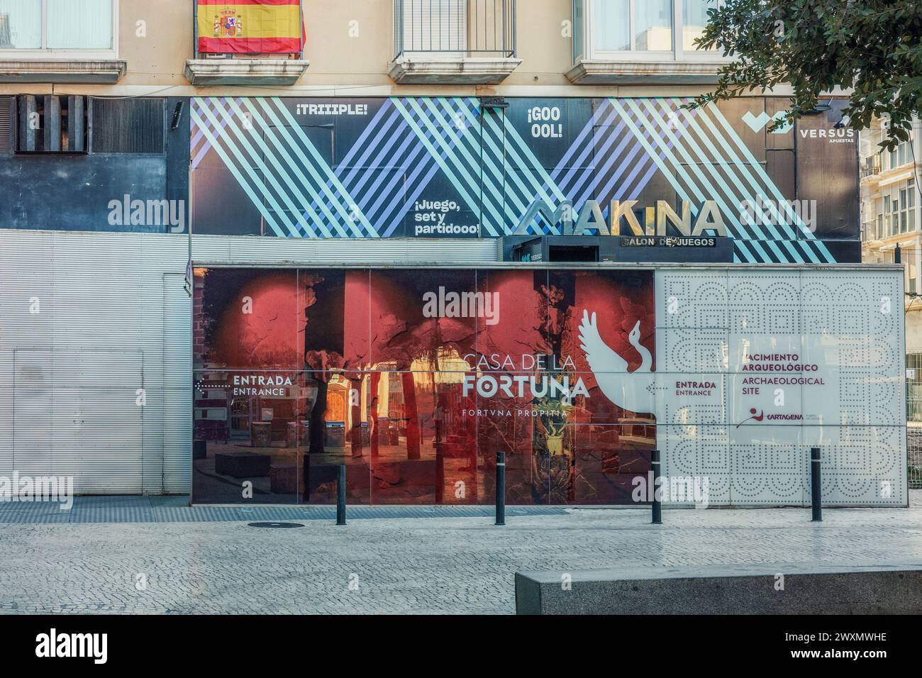 Das Haus des Glücks, archäologische Stätte eines römischen Domus aus dem 1. Jahrhundert v. Chr. C. Plaza de Risueño Stadt Cartagena, Region Murcia, Spanien. Stockfoto