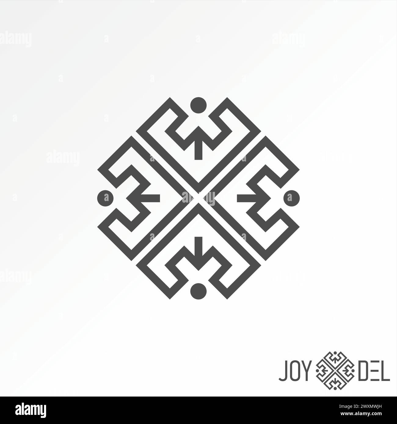 Logo Design Grafik kreatives Konzept Premium Vektor Stock abstrakte Muster Motiv wie menschlicher Körper Pfeil rechteckig. Verwandte Kunst handgefertigte Mode Stock Vektor