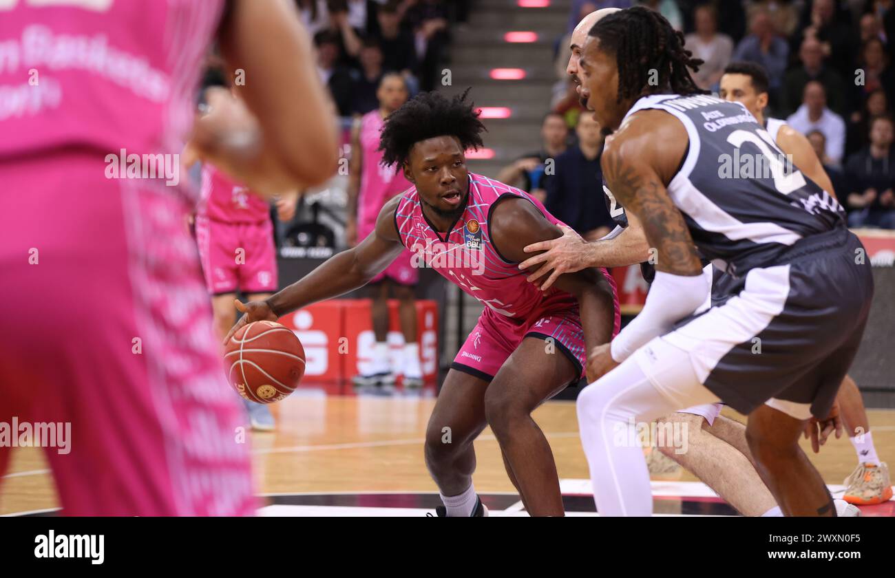 Bonn, Deutschland. 30. März 2024. Brian Fobbs (Bonn), Telekom Baskets Bonn vs. Rasta Vechta, easyCredit BBL, 25. Spieltag, Bonn, 30.03.2024. Quelle: Jürgen Schwarz/Alamy Live News Stockfoto