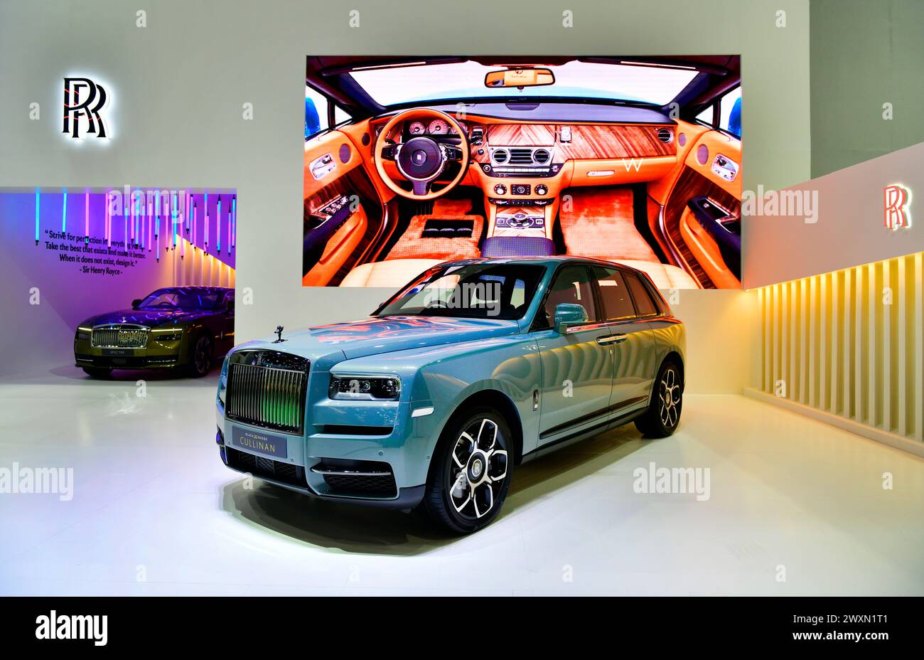 Thailand-27.März 2024: Rolls-Royce Cullinan ist ein butterglatter Twin-Turbo V-12 mit bis zu 592 PS Achtgang-Automatikgetriebe. Beim 45 Stockfoto