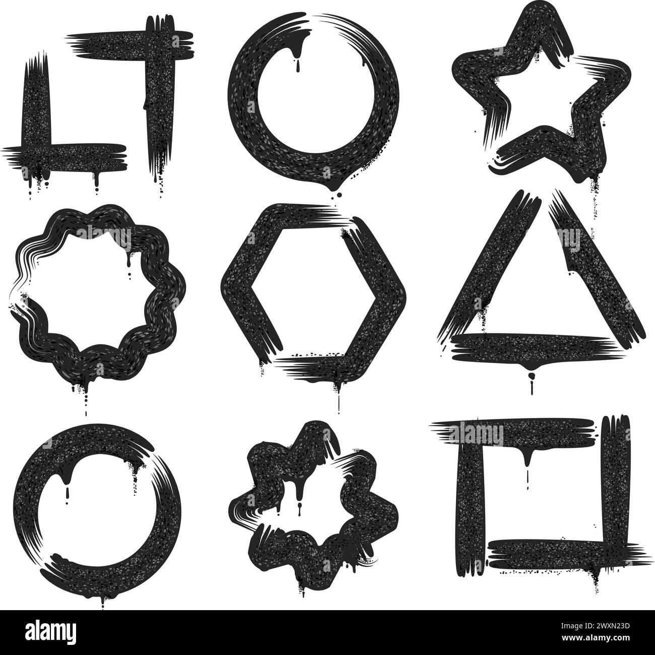 Set mit schwarzen Pinselfarben Stock Vektor