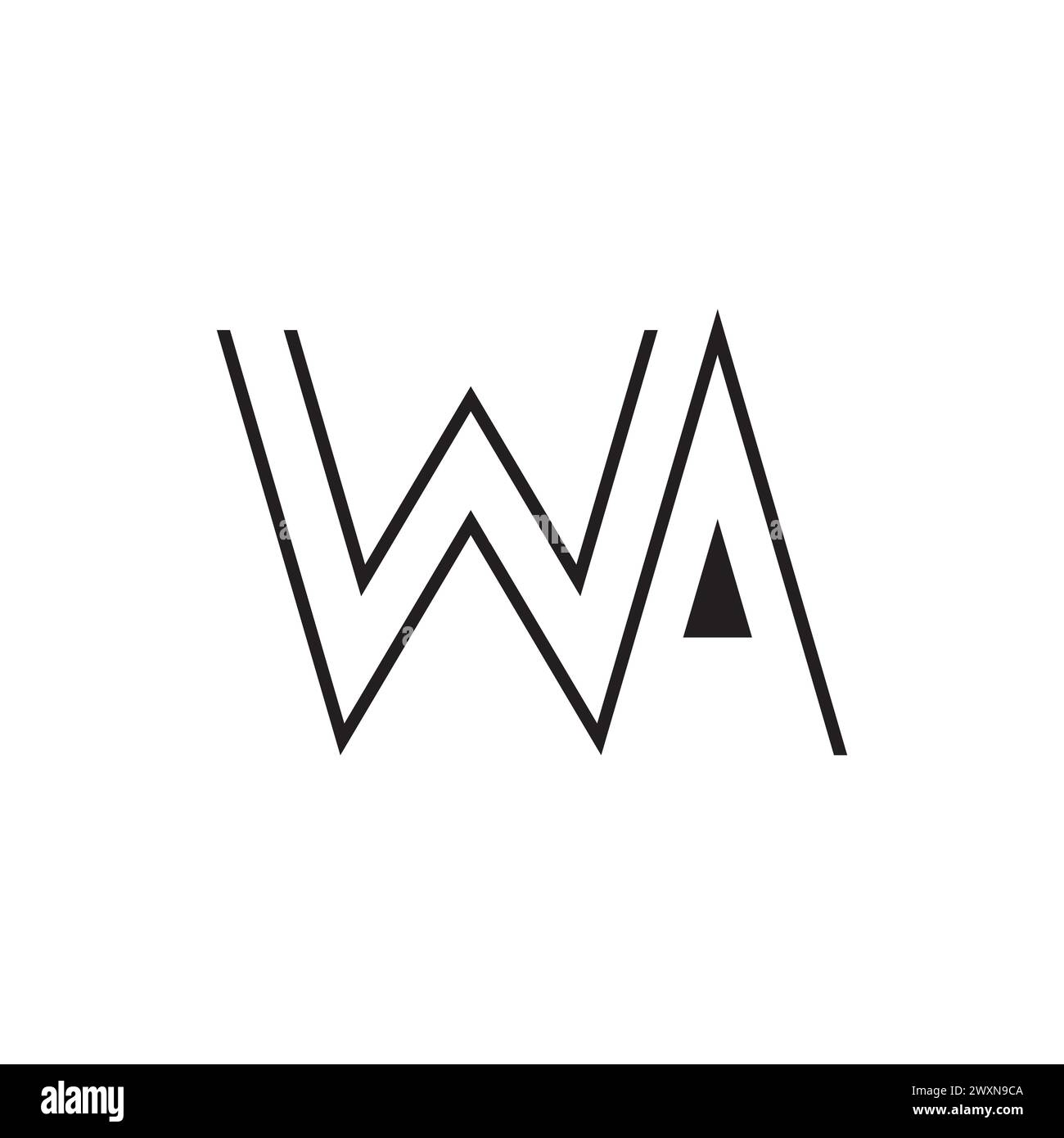 Initial Letter WA Logo Linie einzigartig modern. Initial Letter Logolinie einzigartig modern. Einfache Logolinie, Kontur schwarz Stock Vektor