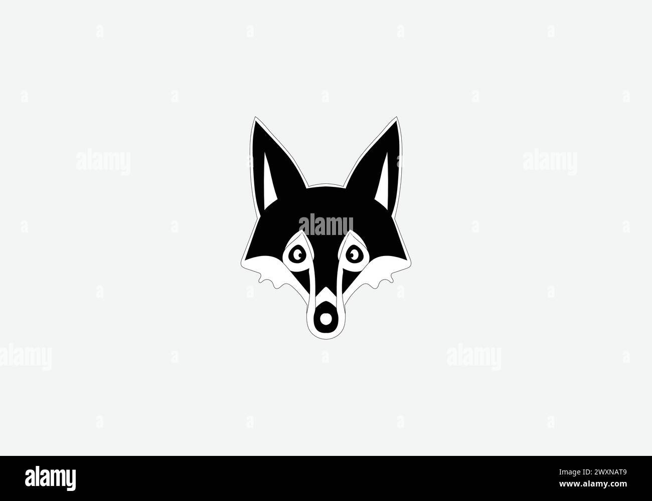 Minimalistisches Design mit Cross Fox-Icon-Illustration Stock Vektor