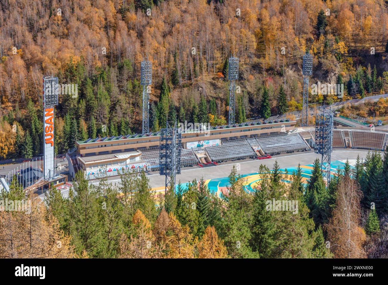 Medeu, Outdoor-Speed-Skating und Bandy rinke, Almaty, Kasachstan Stockfoto