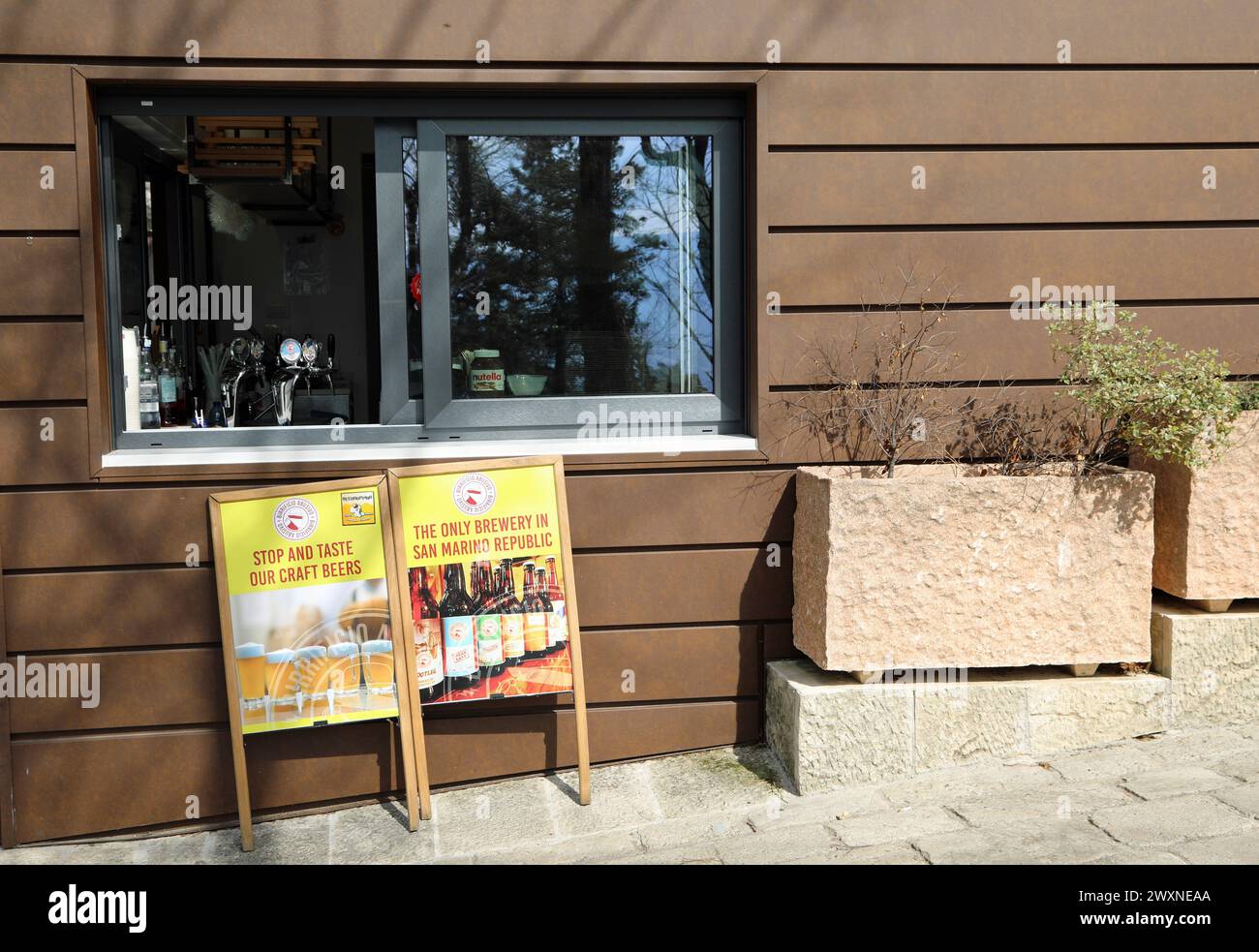 San Marino Craft Beer Outlet Stockfoto