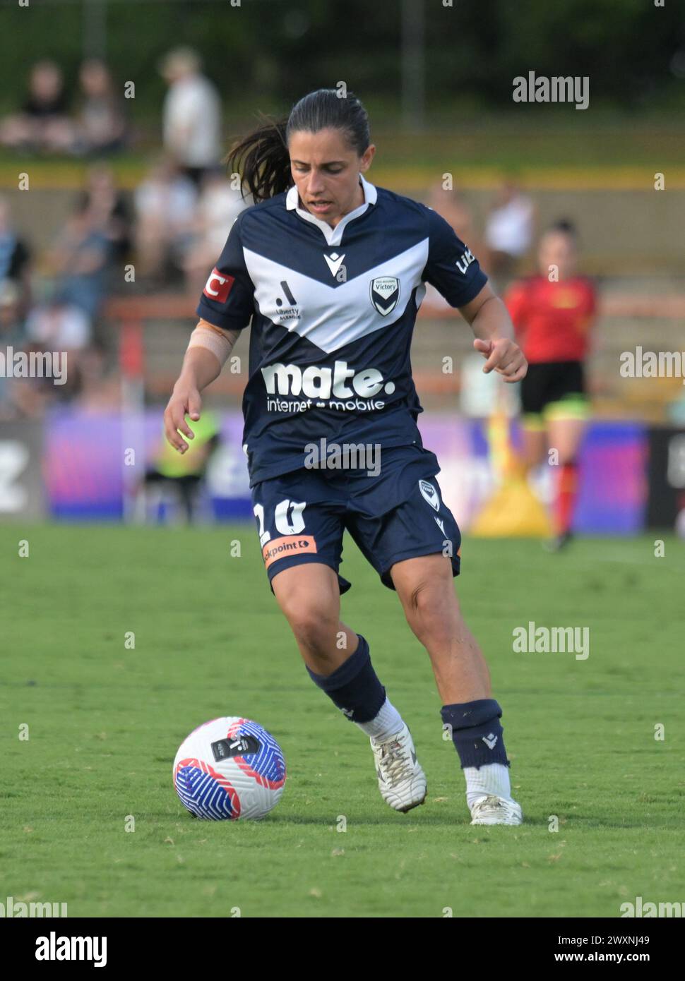 Lilyfield, Australien. 31. März 2024. Alexandra Carla Chidiac vom Melbourne Victory FC wird während des Spiels der Liberty A-League 2023-24 in der Runde 22 zwischen Sydney FC und Melbourne Victory im Leichhardt Oval in Aktion gesehen. Endstand Sydney FC 0:4 Melbourne Victory FC. (Foto: Luis Veniegra/SOPA Images/SIPA USA) Credit: SIPA USA/Alamy Live News Stockfoto