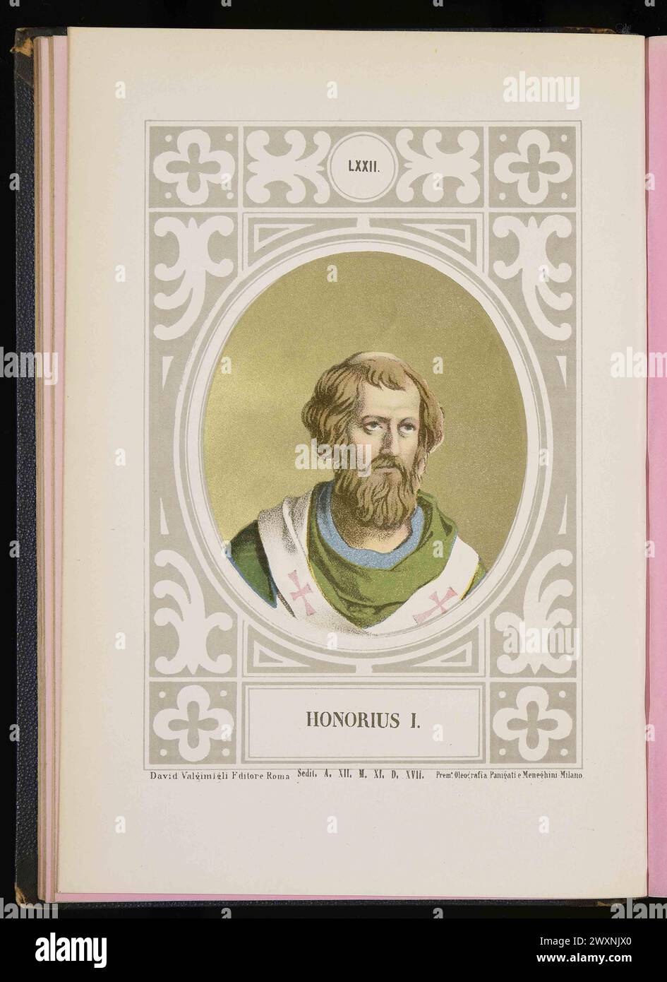 Ein Kupferstich von Papst Marcellus I. aus dem Jahr 1879, der von 625 bis 638 päpstlich war. Er war der 70. Papst. Stockfoto