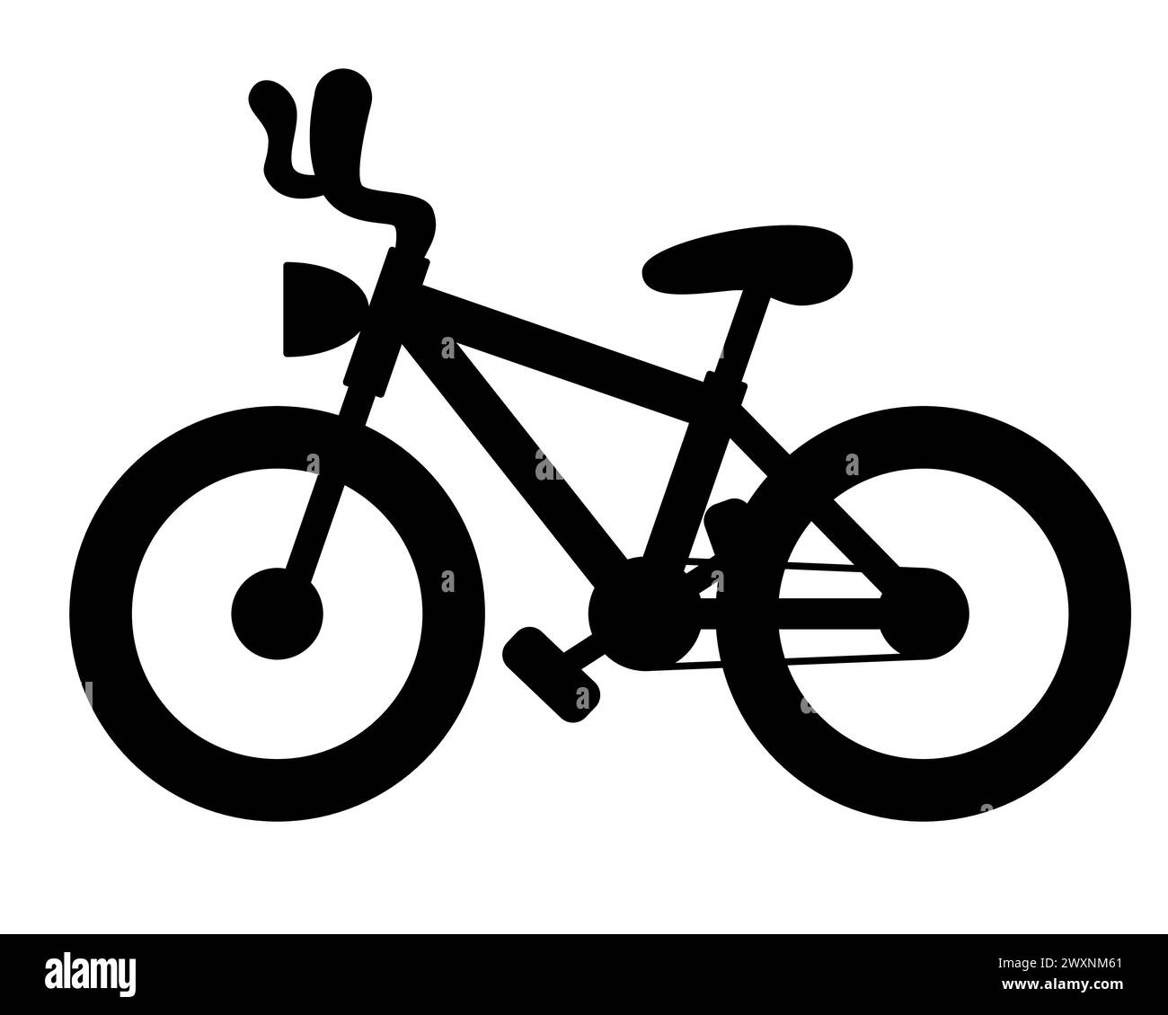Fahrrad - schwarz-weiß Karikaturvektor Silhouette Illustration des Fahrrads, isoliert auf weiß Stock Vektor