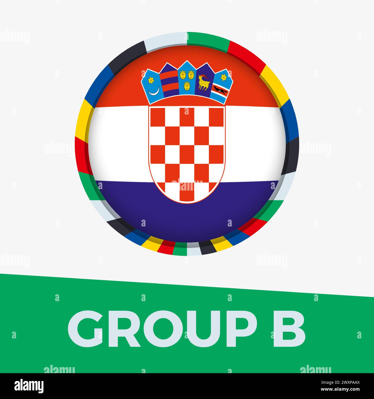 Die kroatische Flagge wurde für das europäische Fußballturnier 2024 stilisiert. Symbol für Kreisflagge. Stock Vektor