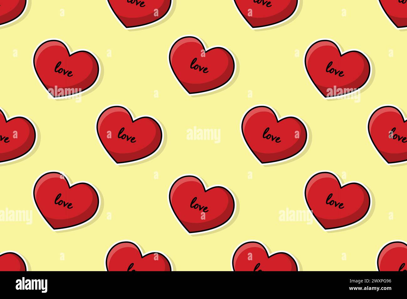 Herzmuster mit der Inschrift Liebe. Vektorabbildung. Stock Vektor