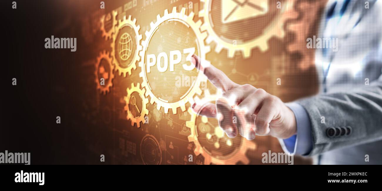 Pop3. Internet Postal Protocol. Universeller Hintergrund Stockfoto