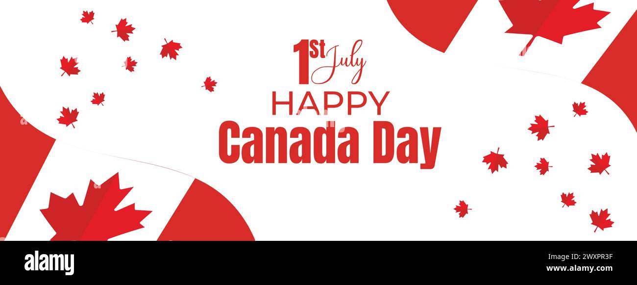 Banner Zur Feier Der Unabhängigkeitsfeier Am Canada Independence Day. Happy Canada Day Webbanner Hintergrund mit Red Maple Leaf am 1. Juli Canada National Day Stock Vektor