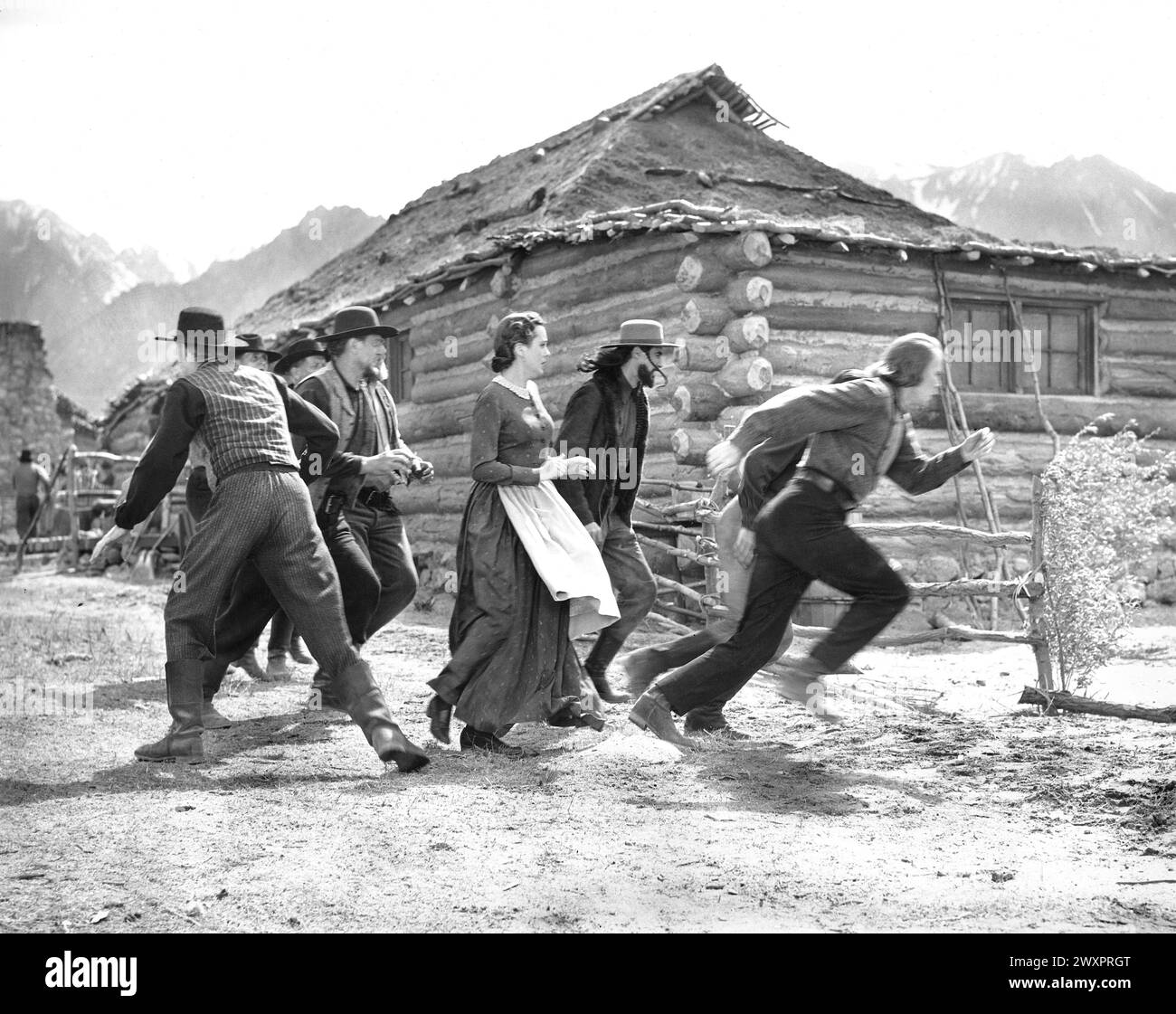 Mary Astor, John Carradine, Dean Jagger, am Set des Films „Brigham Young“, 20. Jahrhundert-Fox, 1940 Stockfoto