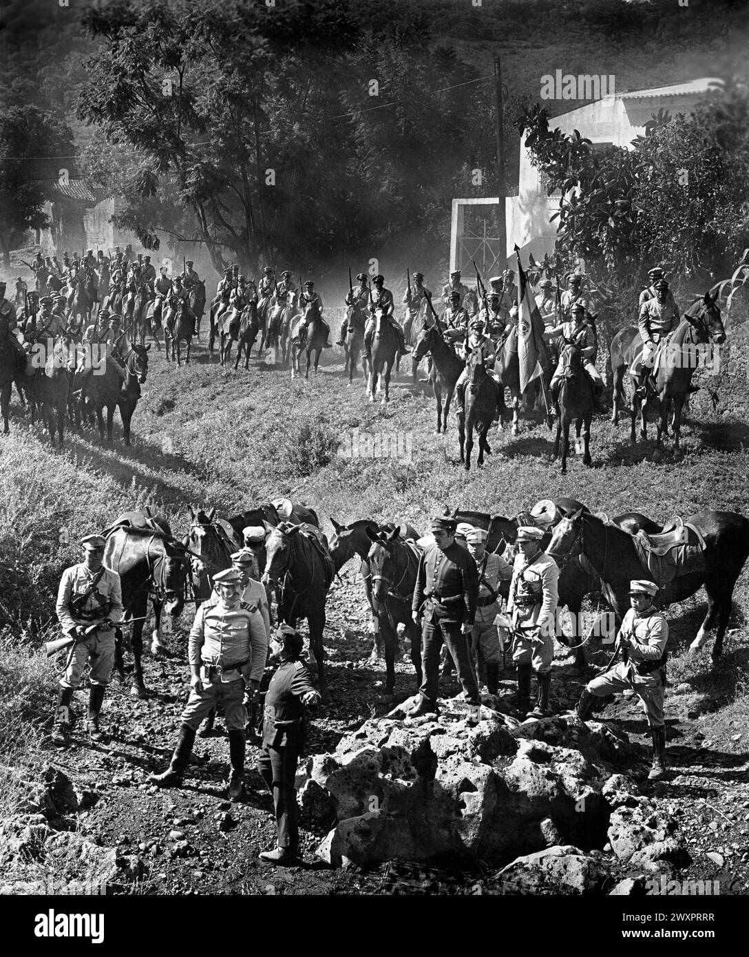 Bolivianische Armeeszene, am Set des Films „Butch Cassidy and the Sundance Kid“, 20. Jahrhundert-Fox, 1969 Stockfoto