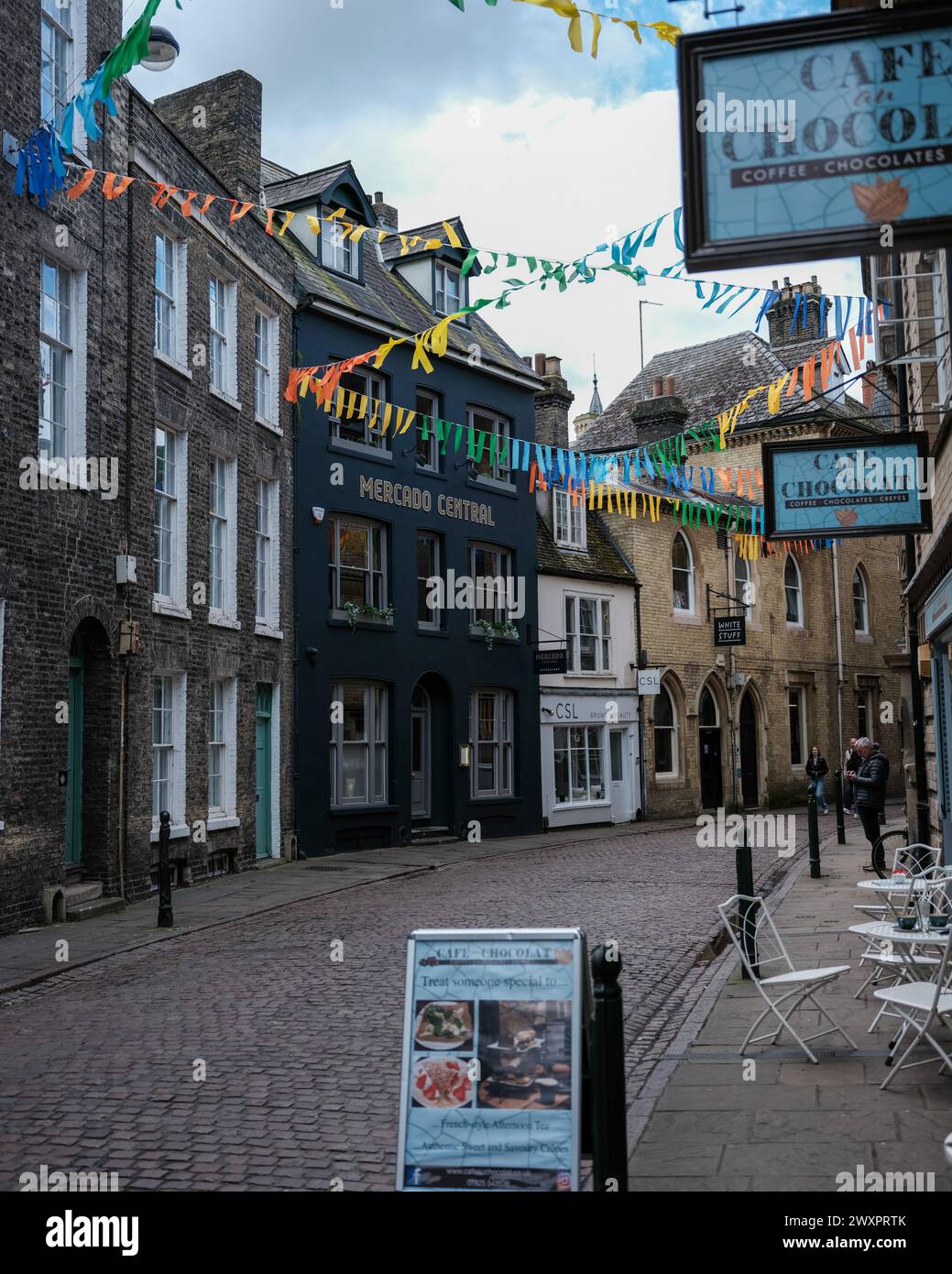 Green Street, Cambridge, Großbritannien mit Flatting Stockfoto
