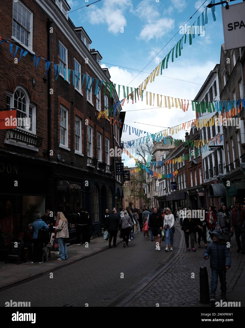 Green Street, Cambridge, Großbritannien mit Flatting Stockfoto