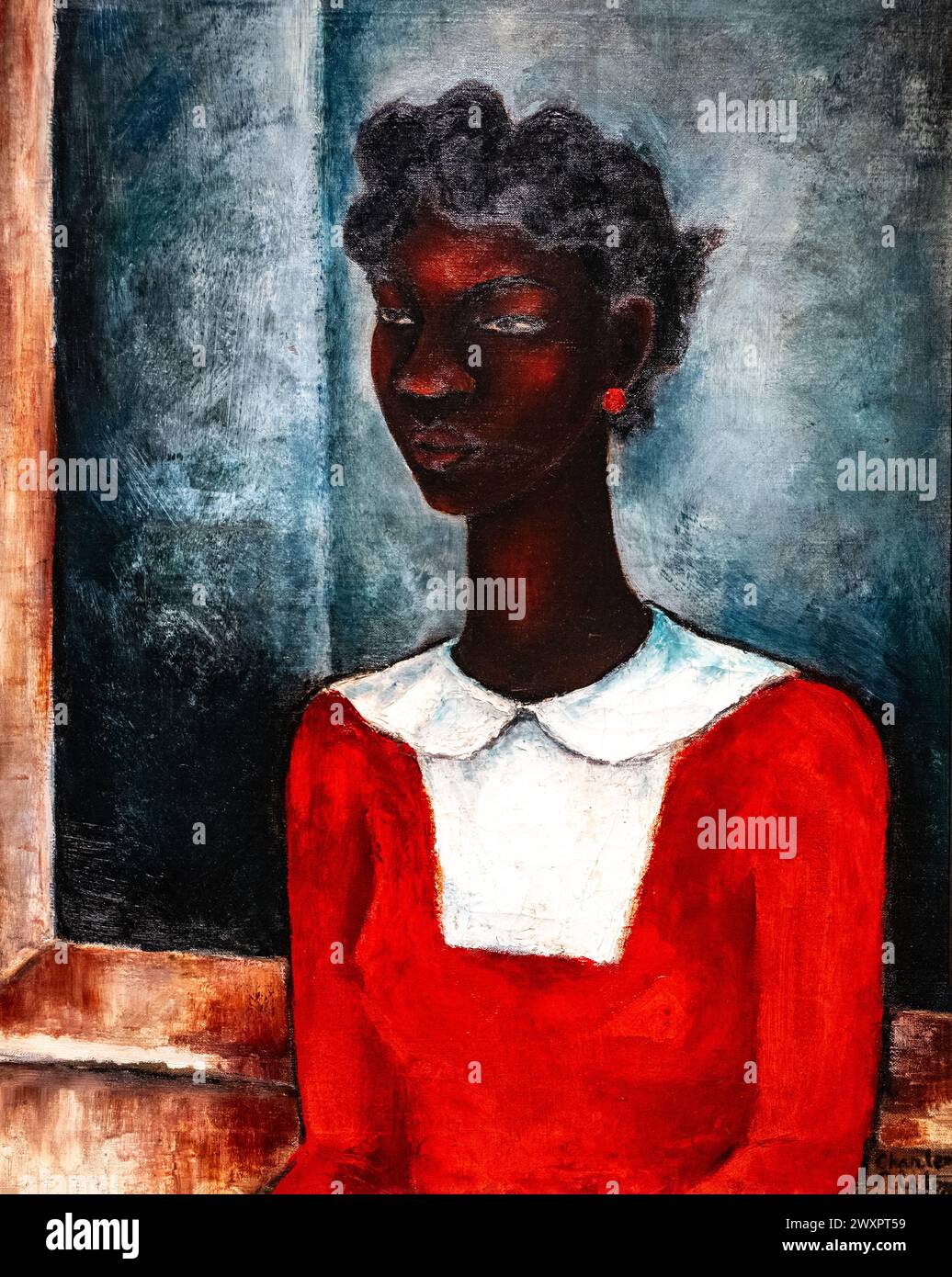 Charles Henry Alston Gemälde namens Girl in a Red Dress aus dem Jahr 1934 Stockfoto