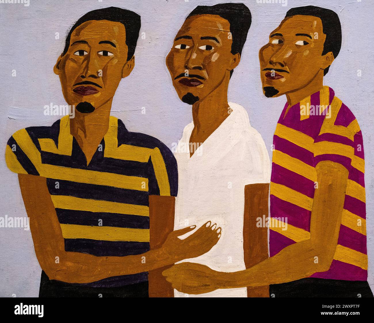William H Johnson Gemälde namens Triple Self-Portrait aus dem Jahr 1944 zeigt drei Phasen der Trauer nach dem Tod seiner Frau Stockfoto