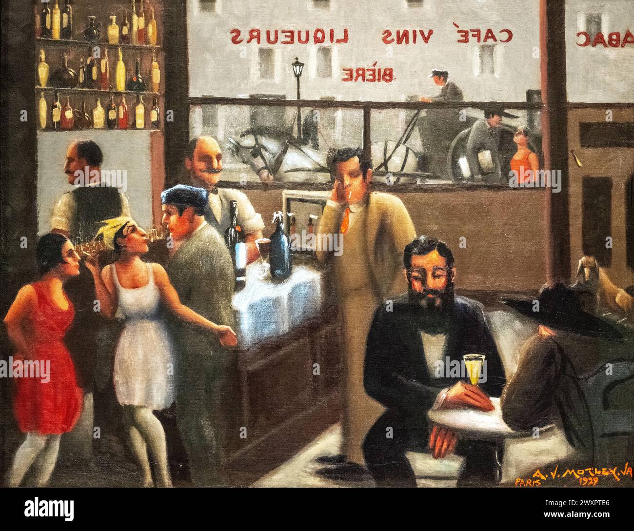 Archibald J Motley Jr. Gemälde namens Cafe, Paris, 1929, Paris Café Stockfoto