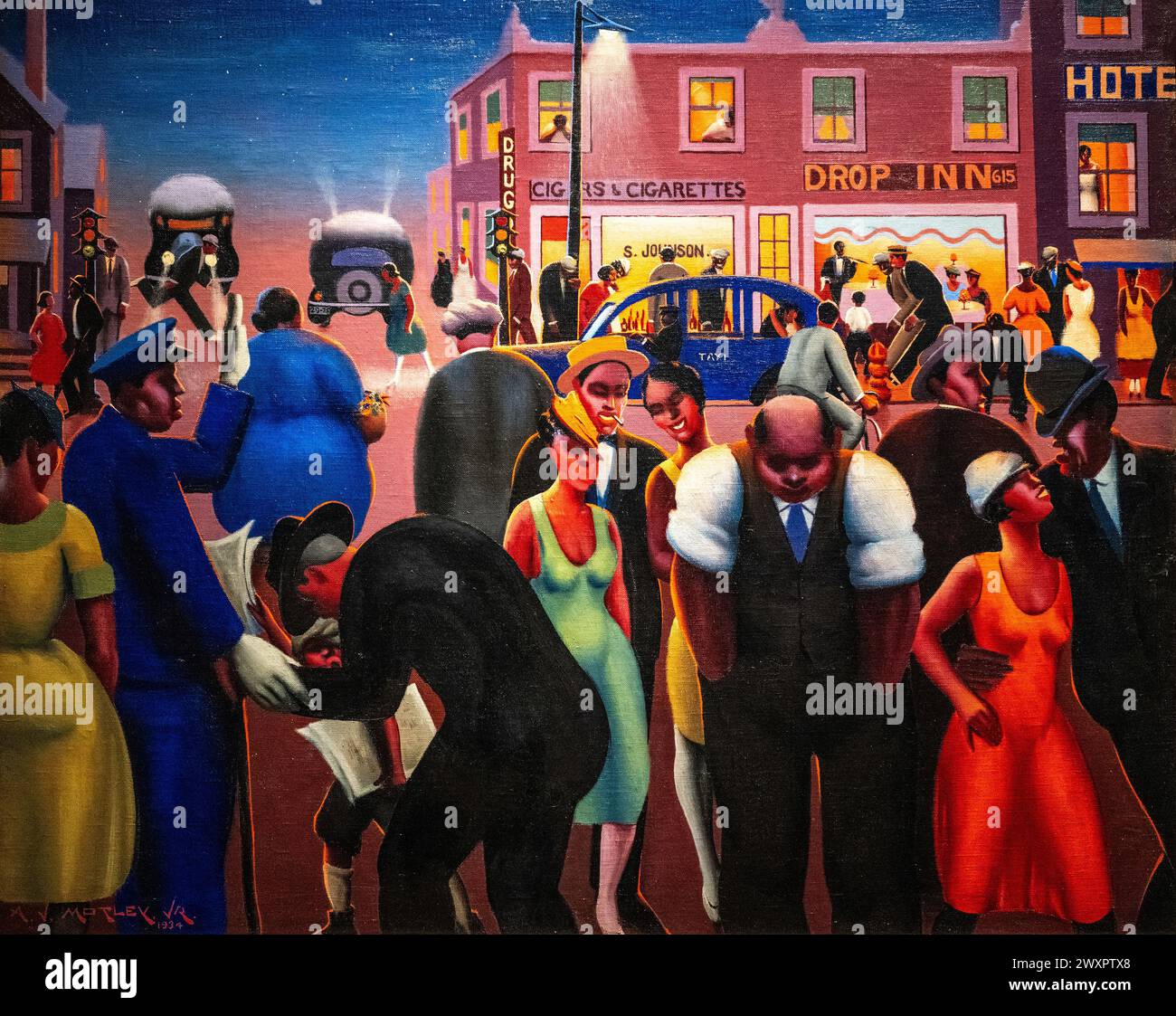 Archibald J Motley Jr. Gemälde namens Black Belt, das 1934 über das Leben in Harlem geschrieben wurde Stockfoto