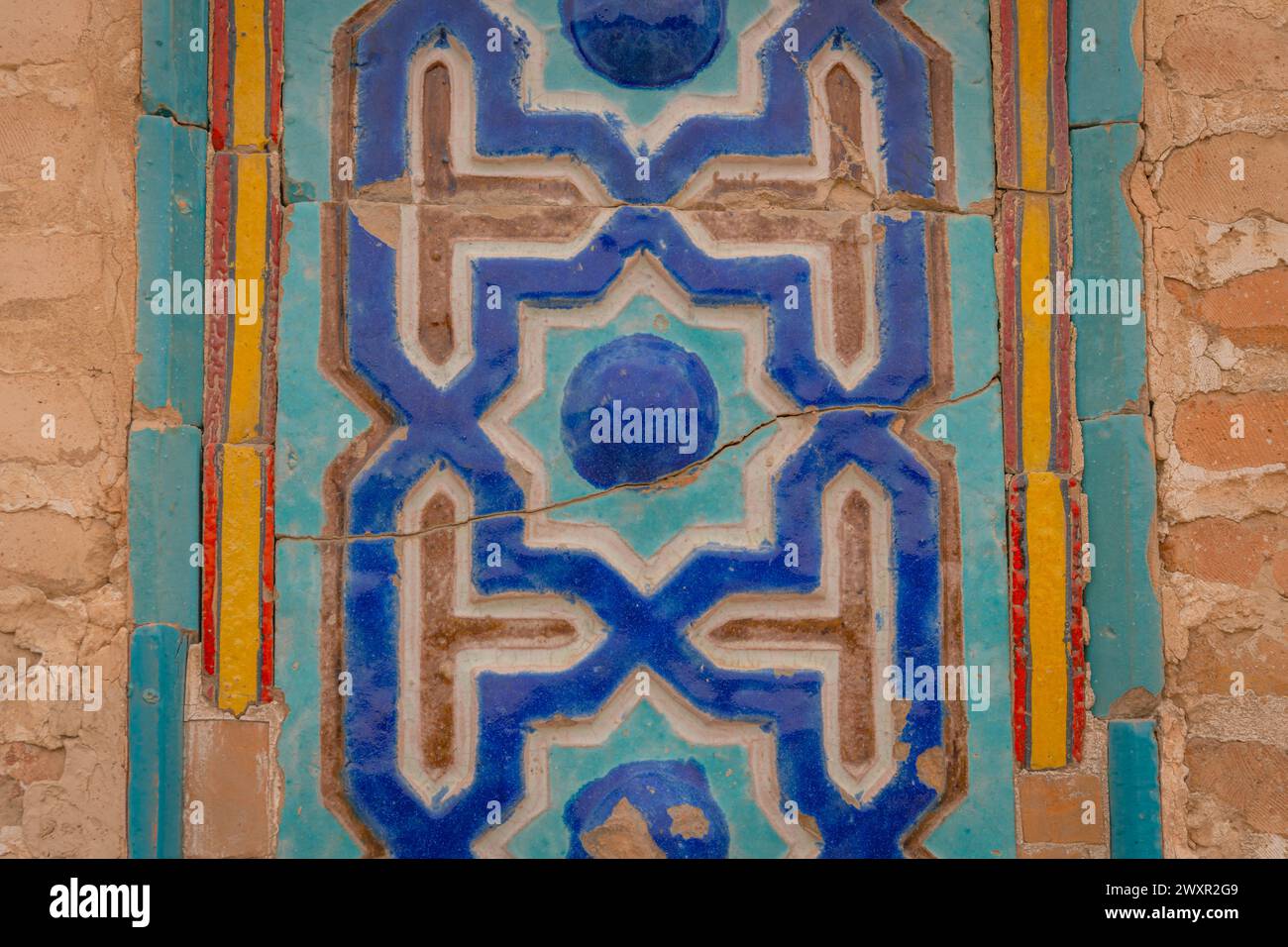 Das Mosaik von Guri Amir oder Gur Emir ist ein Mausoleum des mongolischen Eroberers Amir Temur, Samarkand, Usbekistan Stockfoto