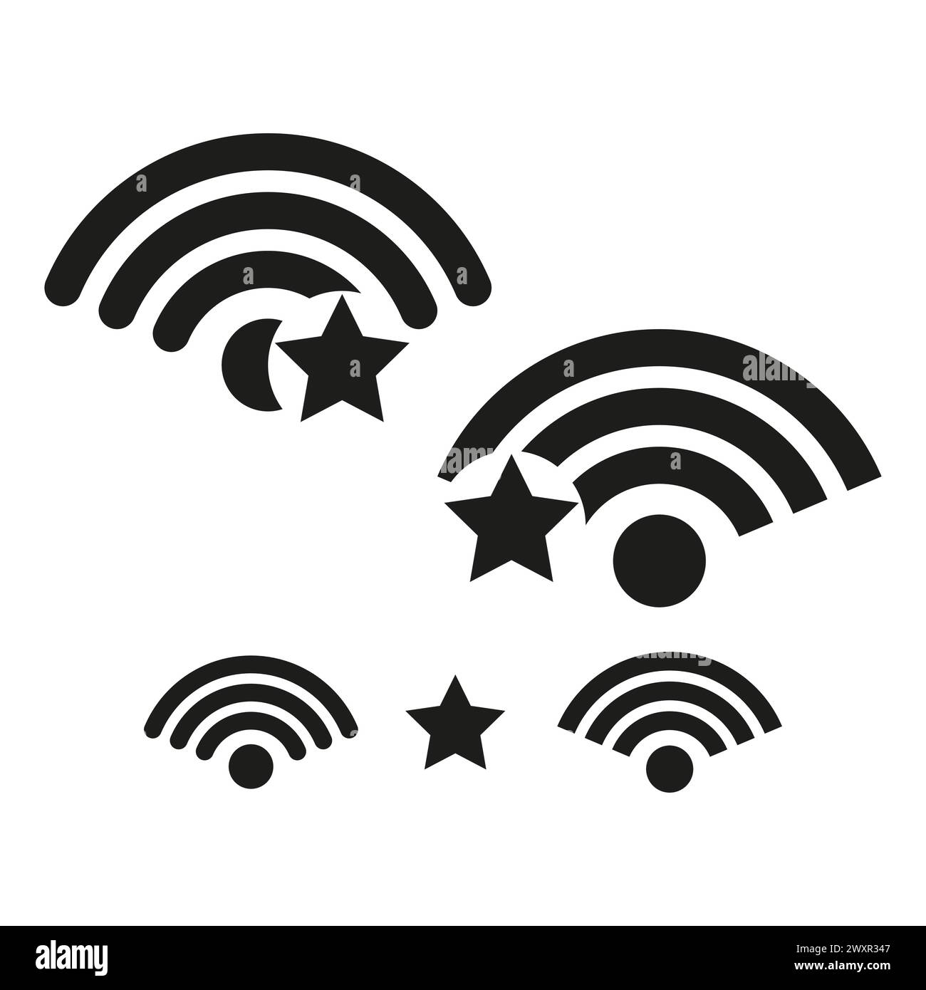 Wi-Fi-Signalstärkeanzeigen mit Sternen. Internet-Qualitätskonzept. Vektorabbildung. EPS 10. Stock Vektor