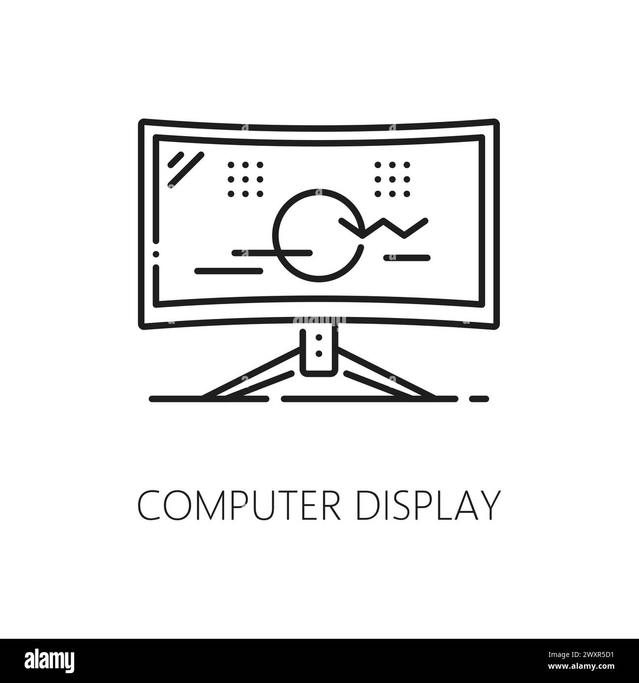Symbol für Computerindustrie, Elektronikhardware, Anwendungsentwicklungssoftware. Reparatur und Service von PC-Hardware, Anwendungs- und Softwareentwicklung umreißen Vektorsymbol mit Computerdisplay oder Monitor Stock Vektor