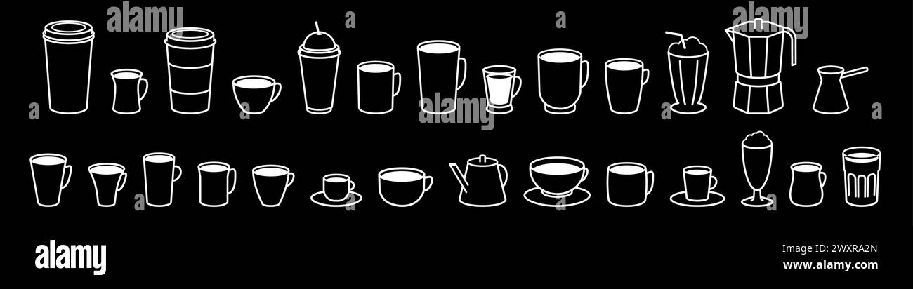 Symbole für Kaffeetassen festlegen Symbole für Kaffeetassen festlegen. Stock Vektor