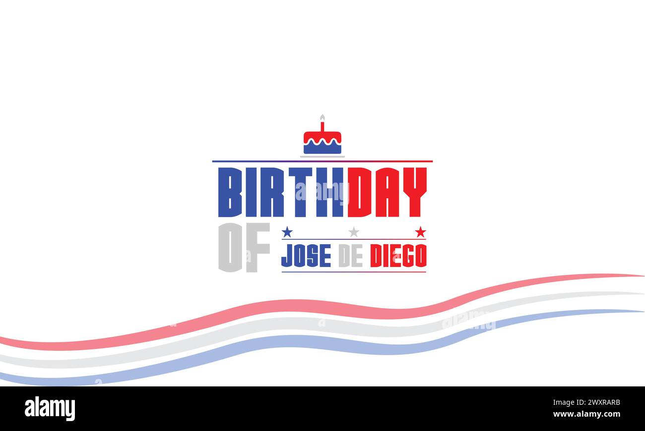 Geburtstag von Jose de Diego Text mit amerikanischer Flagge Stock Vektor