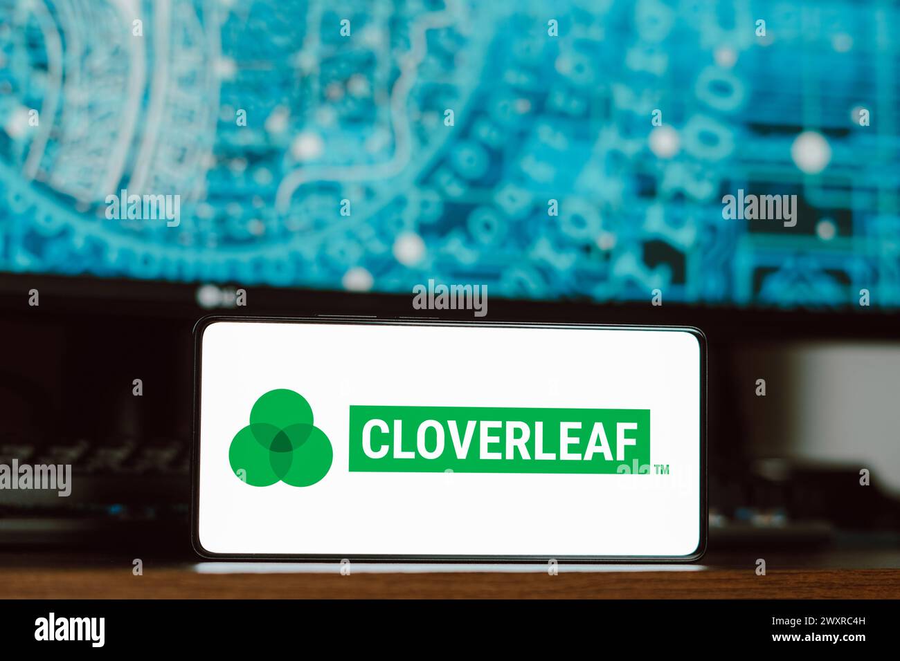 Brasilien. April 2024. In dieser Abbildung wird das Cloverleaf-Logo auf einem Smartphone-Bildschirm angezeigt. (Foto von Rafael Henrique/SOPA Images/SIPA USA) *** ausschließlich für redaktionelle Nachrichten *** Credit: SIPA USA/Alamy Live News Stockfoto
