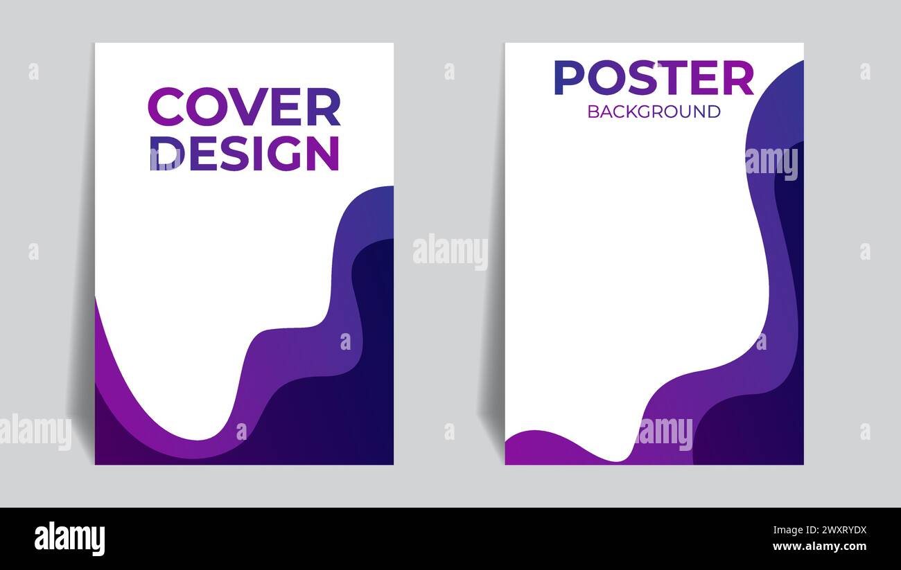 Violettes Poster- oder Cover-Design mit Farbverlauf im Papierstil. Vektorabbildung Stock Vektor