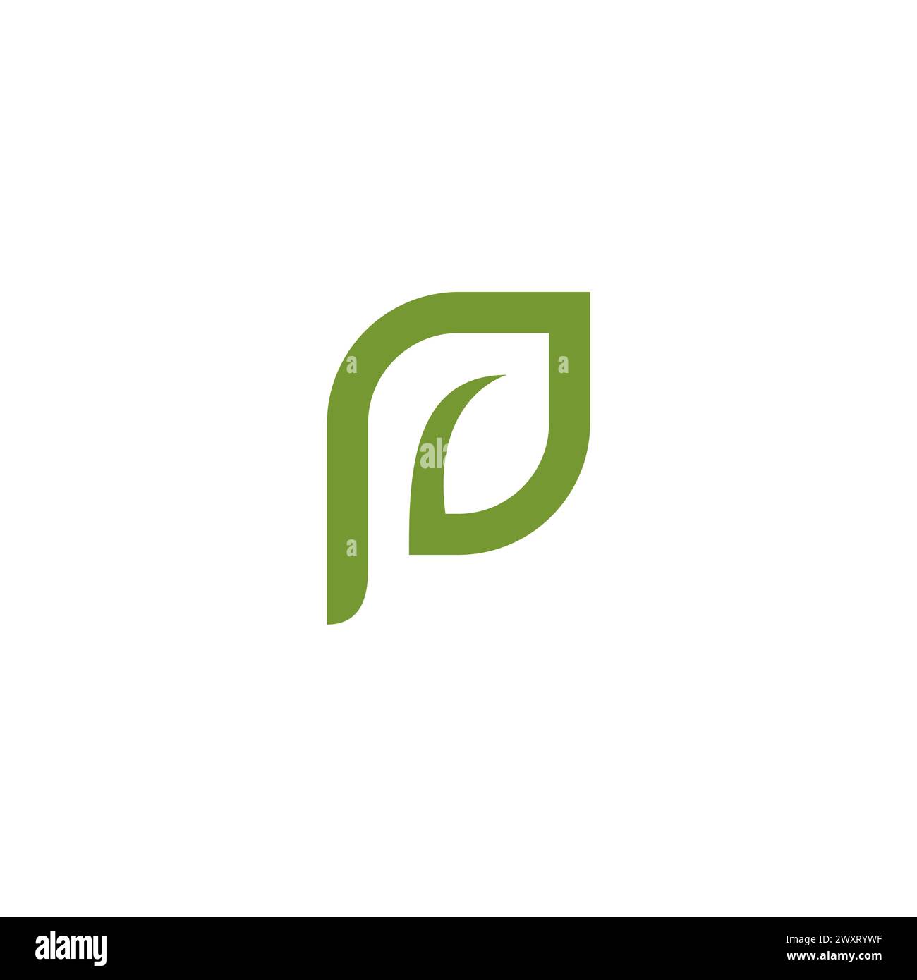 P Leaf Logo einfach. Symbol „P“ Stock Vektor