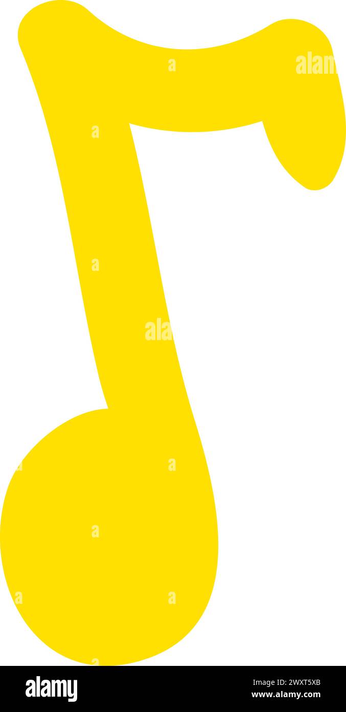 Musikalische Note, die frühlingshaft klingt. Helle kindliche sorglose Illustration für die Gestaltung der festlichen Frühlingsfahne. Flache, von Hand gezeichnete Vektorelemente isolieren Stock Vektor