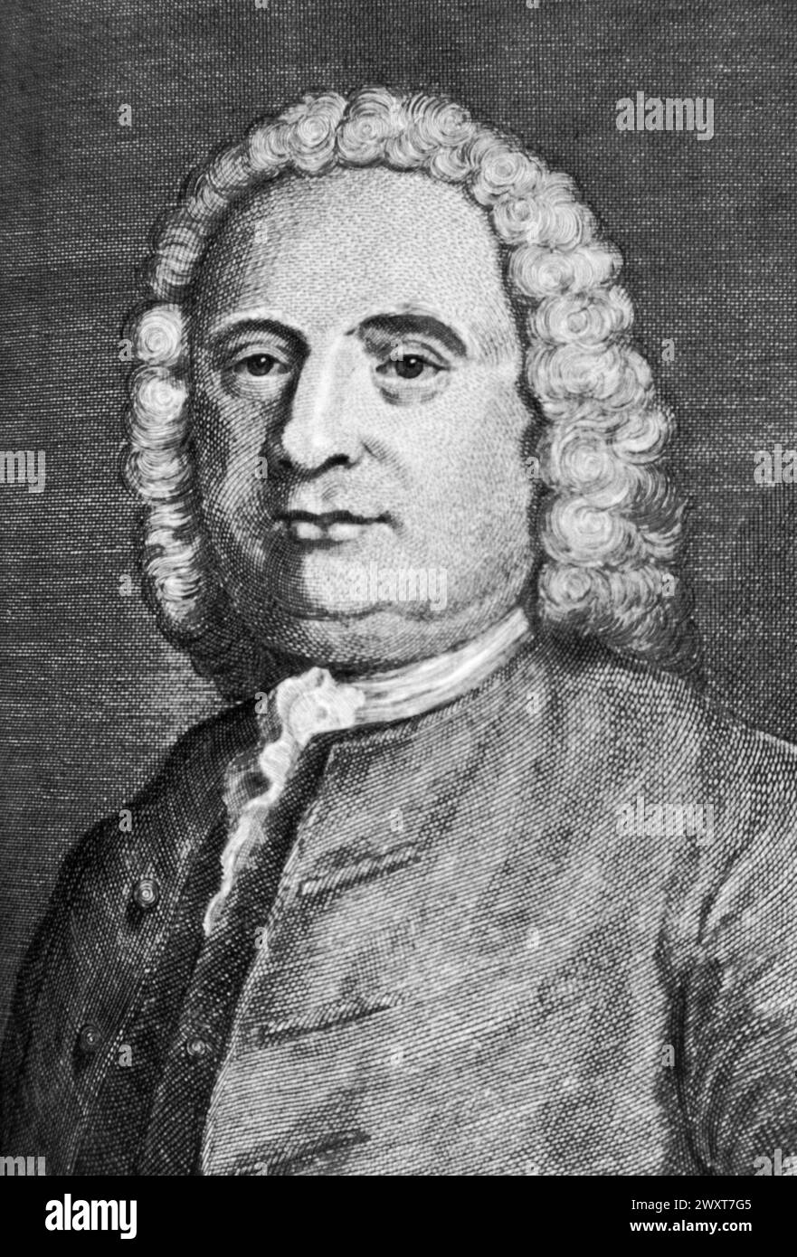 Porträt des englischen Schriftstellers und Malers Samuel Richardson, Illustration des 19. Jahrhunderts Stockfoto