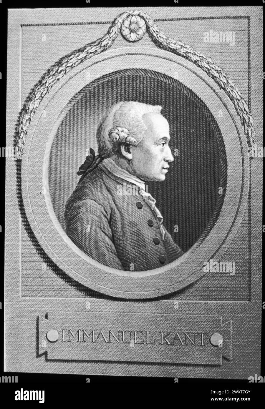 Porträt des deutschen Philosophen Immanuel Kant, Stich von JF Bause, 19. Jahrhundert Stockfoto