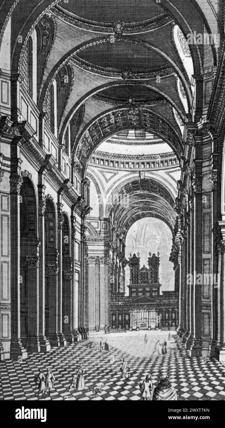 Das Schiff von St. Paul's Cathedral, London, England, Kupferstich, 18. Jahrhundert Stockfoto