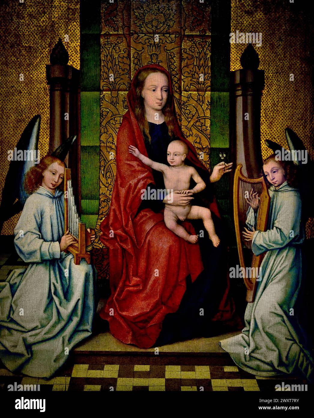 Maria mit Kind, thront von Marcellus Coffermans 1550 - 1574 Museum Mayer van den Bergh, Antwerpen, Belgien, Belgien. Stockfoto