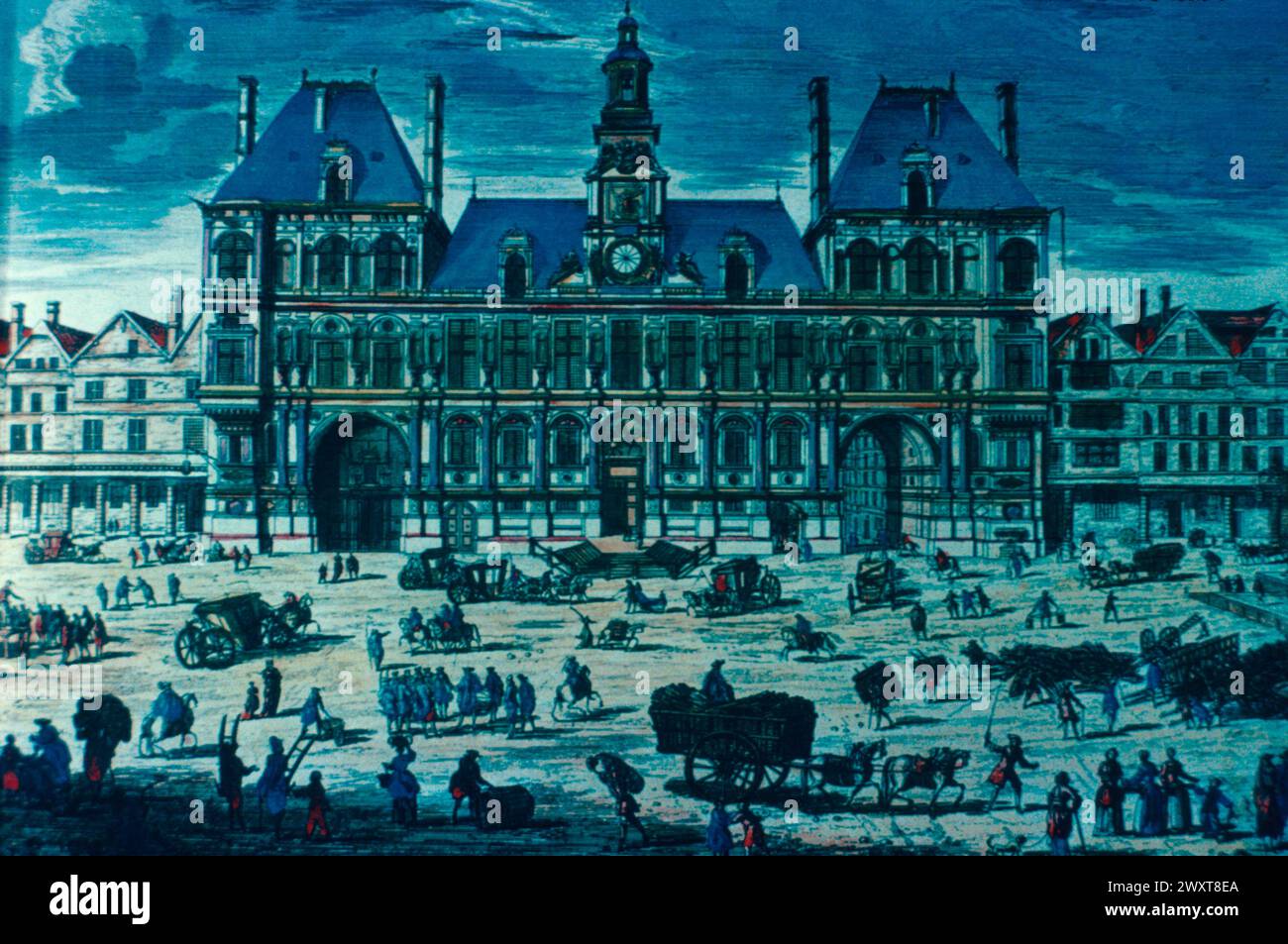 Das Hotel de Ville, Paris, Frankreich, Stich des französischen Künstlers Israel Silvestre, 17. Jahrhundert Stockfoto